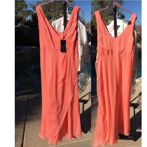 Light chiffon long dress coral color 10 new